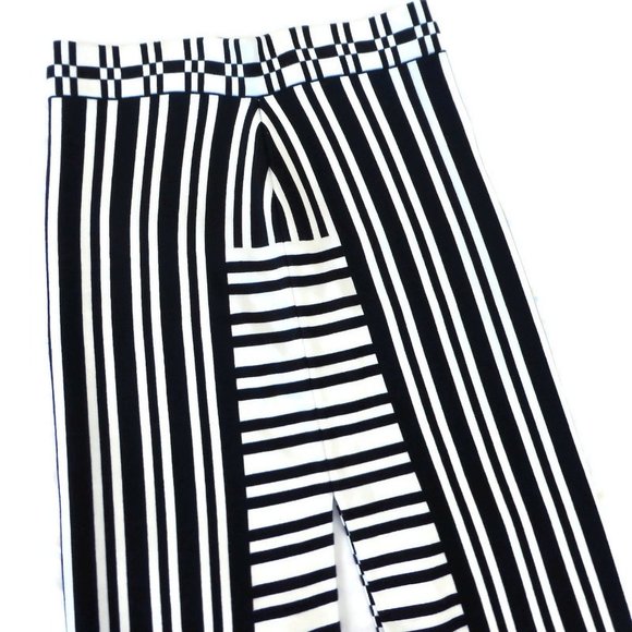 Designer Tanya Taylor Skirt Contrast Stripes ITaLY Stretch Black White L - Picture 8 of 13